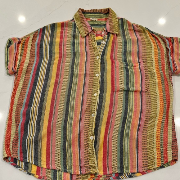 VICI Collection Camille Striped Woven Button Down Top Multicolor - Picture 7 of 14